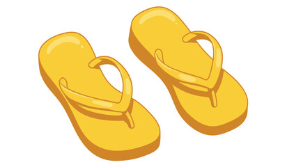 Vibrant yellow flip flops a pair of comfortable beach sandals perfect for summer fun and casual wear isolated on white background