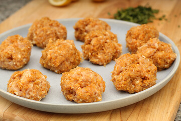 Plate of Raw Chicken Kofta Ready for Cooking