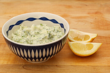 Bowl of Homemade Tzatziki Sauce