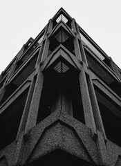 black and white image of a building 