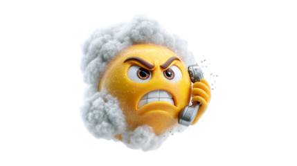 Angry Emoji Phone Call Frustration Cloud Rage 3D Render