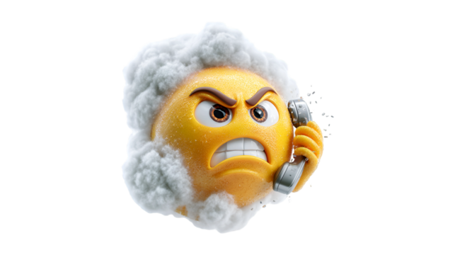 Angry Emoji Phone Call Frustration Cloud Rage 3D Render