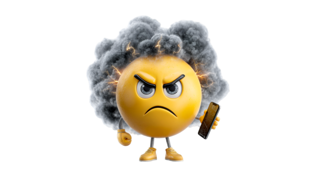 Angry Emoticon Smartphone Broken Screen Rage Explosion