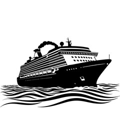 Obraz premium Majestic cruise ship sailing through wavy ocean waters nautical transportation art isolated on white background