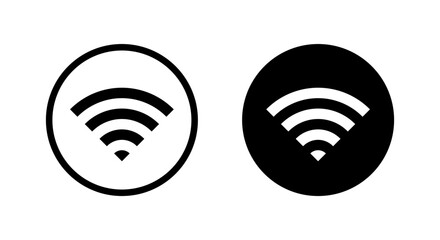 Wifi signal icon in black circle. Wireless internet network symbol