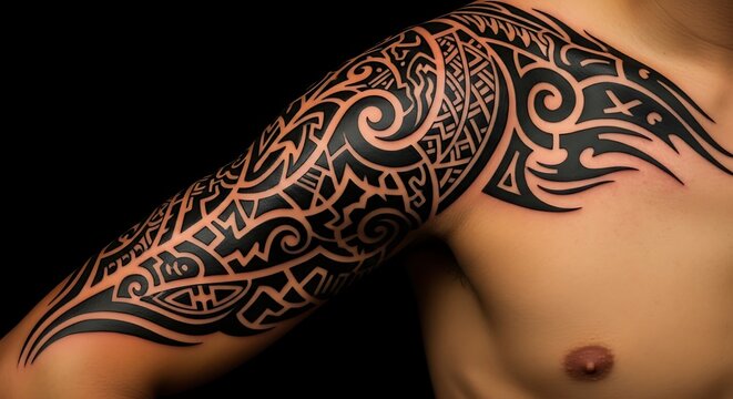Tribal Tattoo Design on Male Arm.