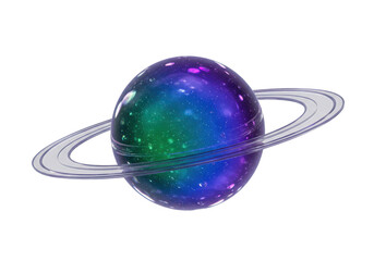 Isolated planet with rings against a clean background, for commercial use in designs © Finn