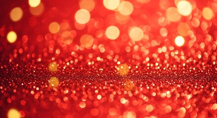 Vibrant red glitter sparkle background with soft bokeh lights creating a festive atmosphere