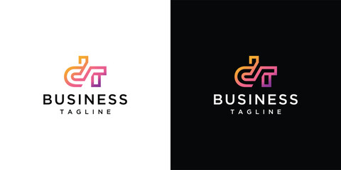 dt business letter logo design. Minimalist symbol logo created with dt letter lines.	