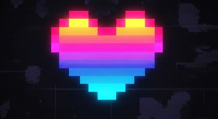 Obraz premium Pixelated Rainbow Heart Digital Art.