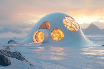 Snow-covered house in the Arctic.