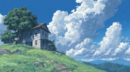 Fototapeta premium Rustic hillside home