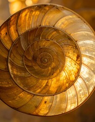 Detailed spiral shell, golden hues
