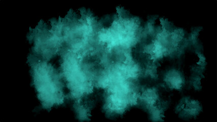 Abstract Ocean blue, teal, cobalt, azure, lapis colorful smoke cloud. Vintage black background of natural cement or stone old texture design. Atmospheric and mysterious effect.