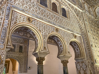 Ornate Horseshoe Arches in Real Alc&aacute;zar de Sevilla