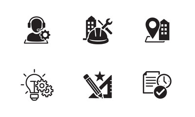 Set of Black and White Background Engineering and Industry Icons Industrial Engineering, Support, and Development Icon Collection