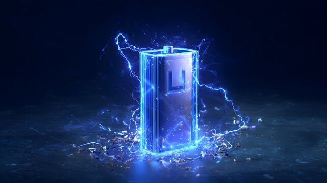 Futuristic Neon Lightning Battery Symbol