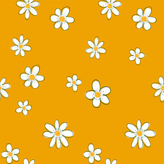 Floral yellow seamless pattern. Vector flowers. Design for dress or textile