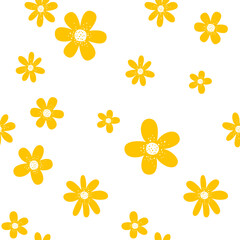 Floral yellow seamless pattern. Vector flowers. Design for dress or textile