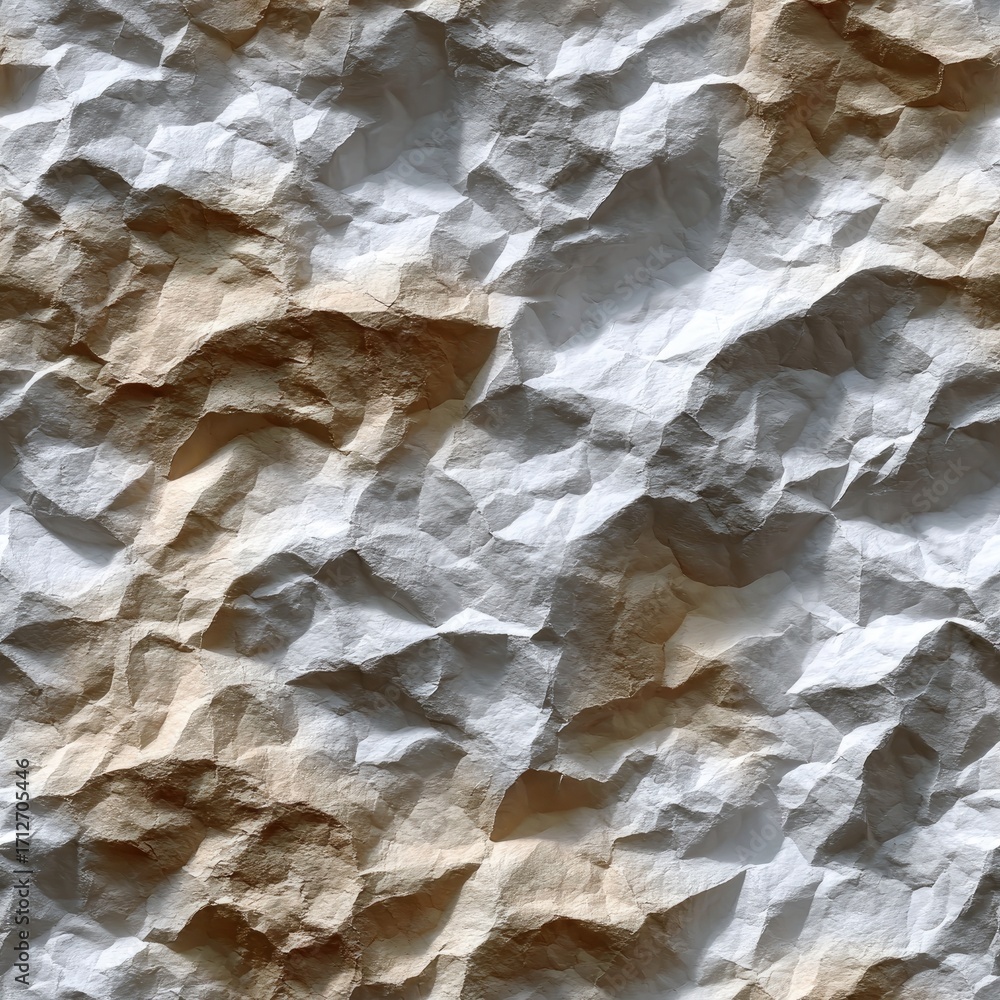 Poster highlighting the intricate creases of crumpled paper, this composition evokes tranquility and adds d