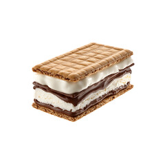 ice cream sandwich with chocolate isolated on a transparent background, in a PNG format