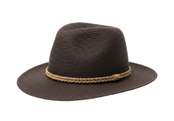 Isolated brown straw hat with rope trim perfect for sun protection and stylish accessorizing
