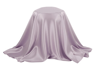 Isolated satin fabric draped over an object, creating a mysterious, elegant presentation