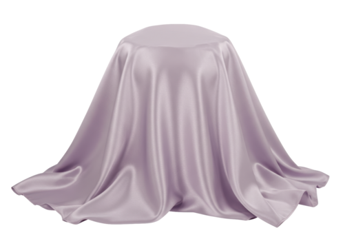 Isolated satin fabric draped over an object, creating a mysterious, elegant presentation