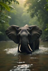 elephant in water