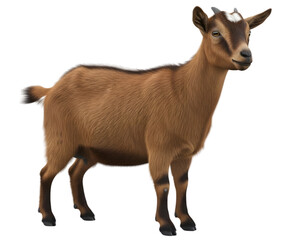 Fototapeta premium A brown goat standing on a white background.