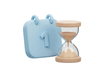 Isolated Time Management Design Element of Calendar and Hourglass Reminding of Deadlines