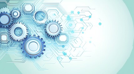 Abstract blue technology background with gears and machinery design