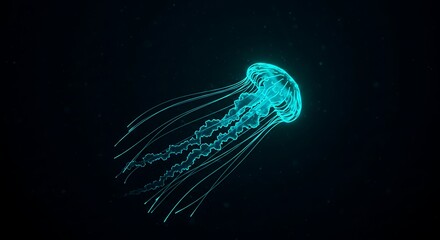 Ethereal Jellyfish A Bioluminescent Dance in the Deep Sea