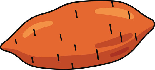 A single, vibrant orange sweet potato depicted in a pixel art style against a white background. The detail shows the characteristic shape and texture of the vegetable.