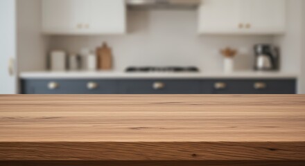 Natural Wooden Countertop in Modern Home Kitchen Interior Setting