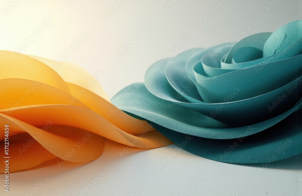 Aufkleber colorful paper strips arranged in a flowing, abstract pattern with soft lighting and smooth textures