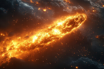 Obraz premium Large explosion of fire in the sky.