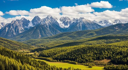 Obraz premium Autumn mountain landscape with forest and alpine view in the alps
