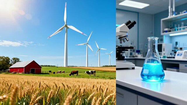 Sustainable farming meets scientific innovation, a dynamic blend of nature and progress