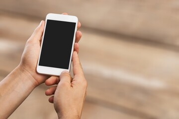 Mockup smartphone with blank screen in hands