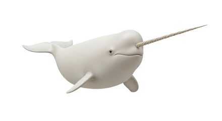 Isolated narwhal swimming with long spiral tusk, arctic sea marine animal, fantasy unicorn © Cedric