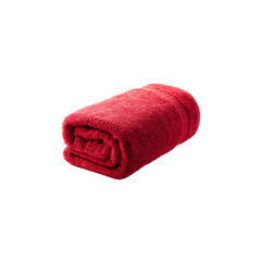 folded red terry towel isolated on a transparent background, in a PNG format