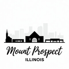 Naklejka premium Mount Prospect Illinois Skyline Silhouette — Suburban City Near Chicago Vector Illustration
