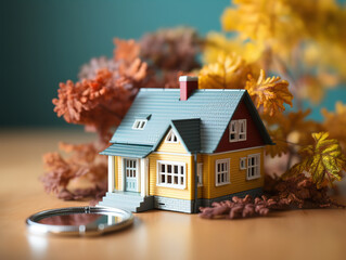 Stethoscope and Model House Symbolizing Health in the Housing Market