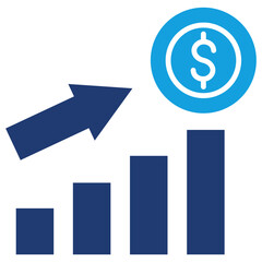 Revenue Flat Blue Icon