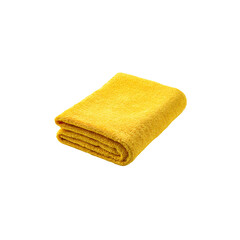 folded yellow terry towel isolated on a transparent background, in a PNG format