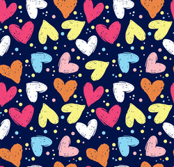 cute Valentines day heart love seamless pattern, vector illustration 