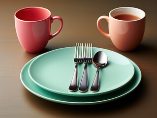 Intermittent Fasting Theme with White Plate and Dining Utensils