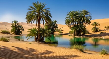 Fototapeta premium Oasis in Sahara Desert.