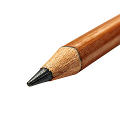 Close up of a sharpened wooden pencil tip isolated on transparent background